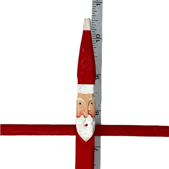Wooden Stick Santa Ornament With Movable Arms 10.5" - Picture 7 of 8
